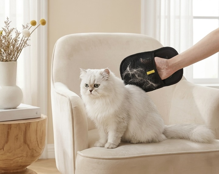Premium Pet Hair Remover Glove for Dogs & Cats - Soft Silicone Grooming Brush for Shedding Fur, Bathing & Relaxing Massage - Universal Fit